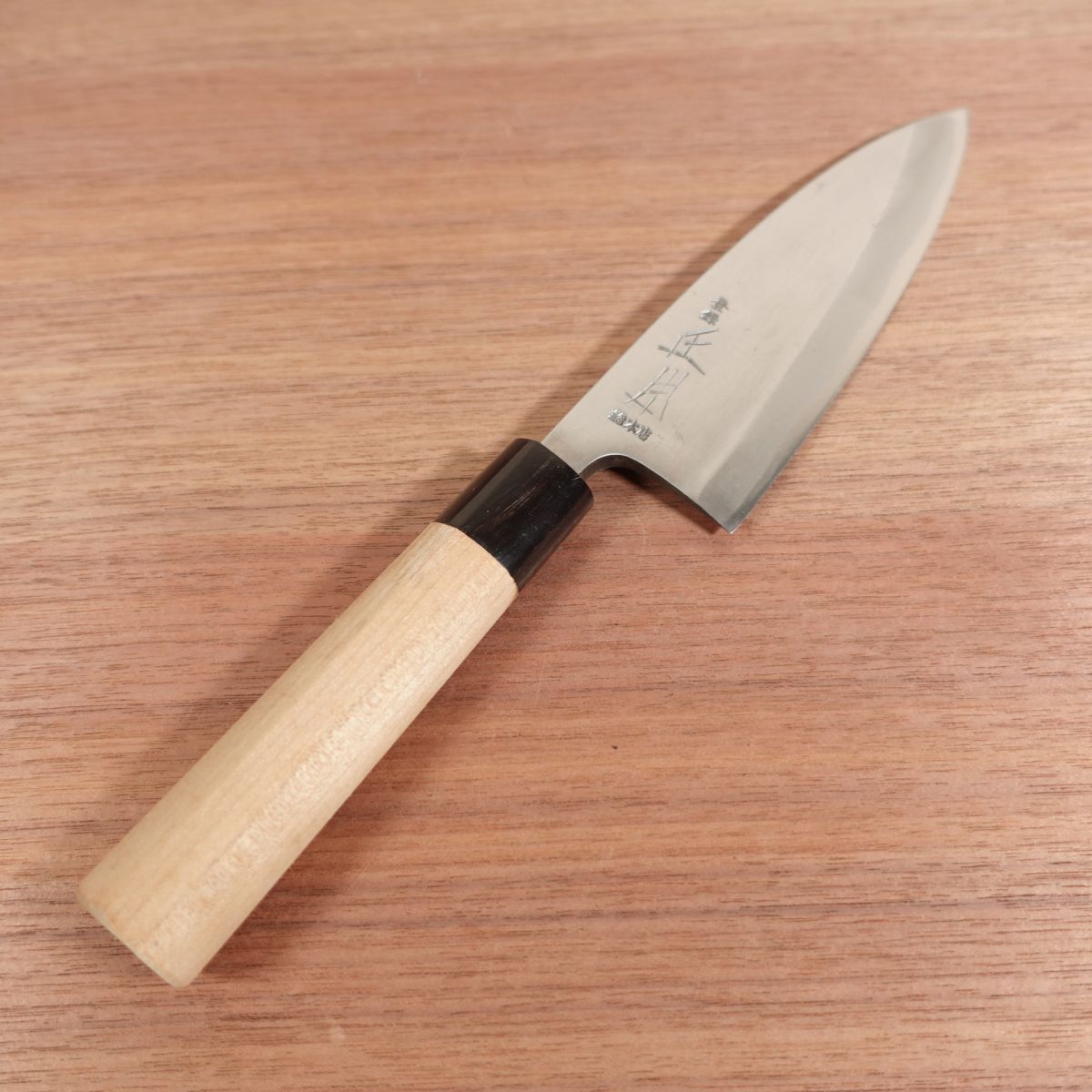 Masamoto Sohonten Deba Knife, Sharpened, Water Buffalo Handle, Carbon Steel, Nearly Unused, 155mm