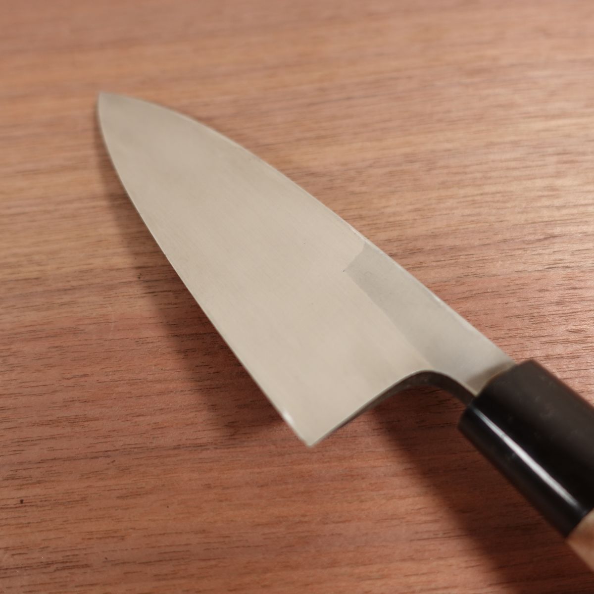Masamoto Sohonten Deba Knife, Sharpened, Water Buffalo Handle, Carbon Steel, Nearly Unused, 155mm