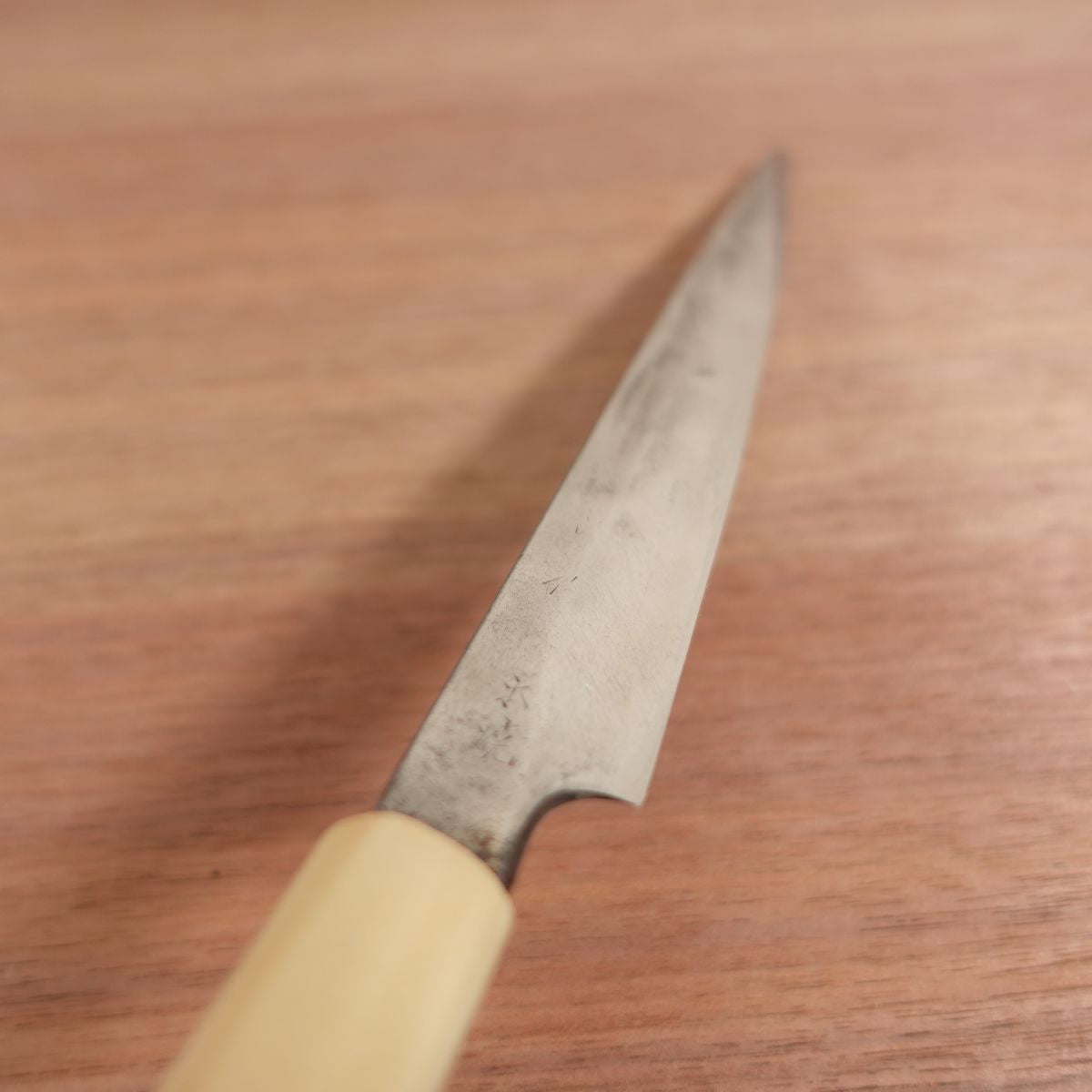 Honyaki Yanagiba Knife, Sharpened, White Water Buffalo Handle, Sashimi Knife, Carefully Used, Try Honyaki, 220mm