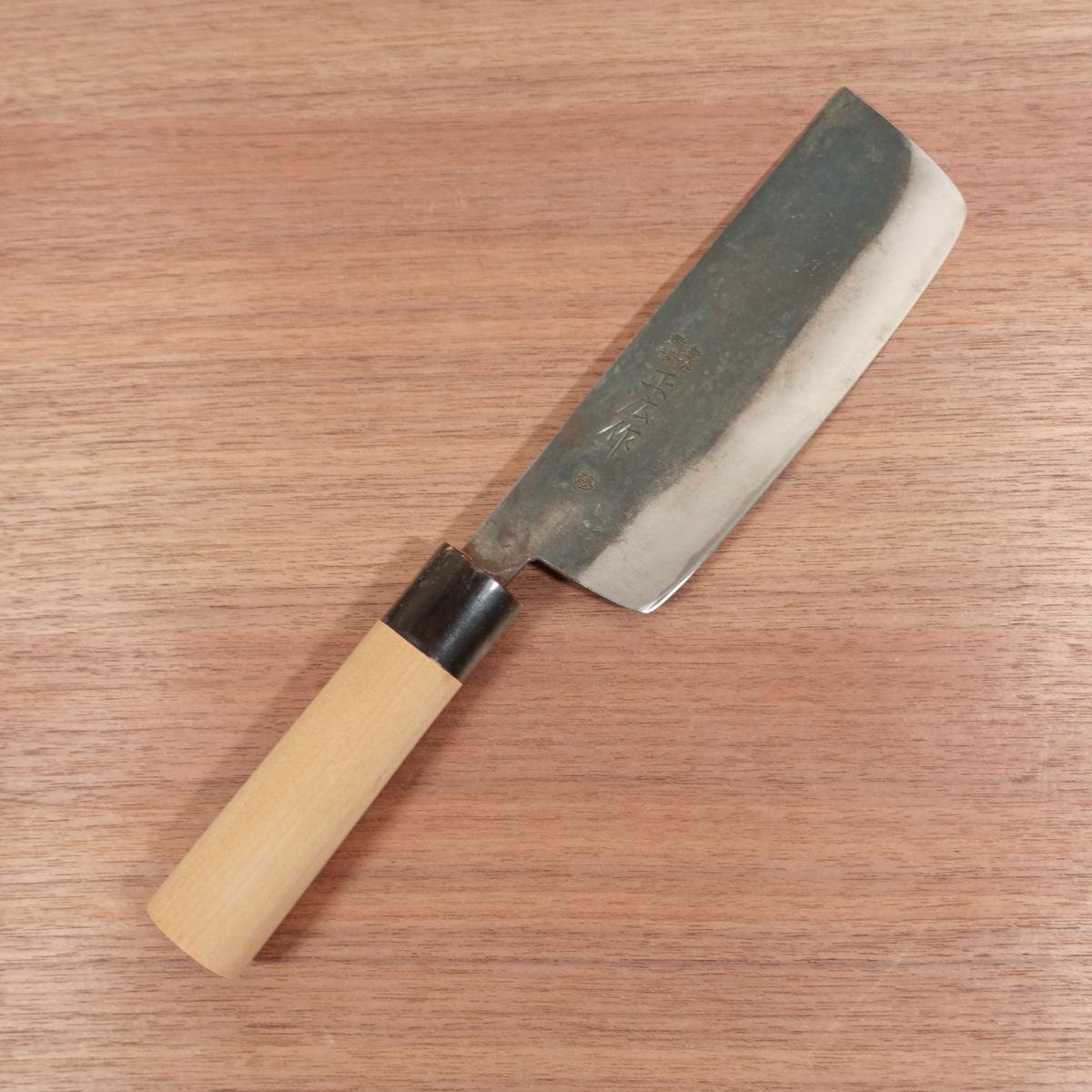Masahiro Nakiri Knife, Sharpened, Water Buffalo Handle, Kurouchi Finish, Sakura, Carbon Steel, Discontinued, Rare, 150mm