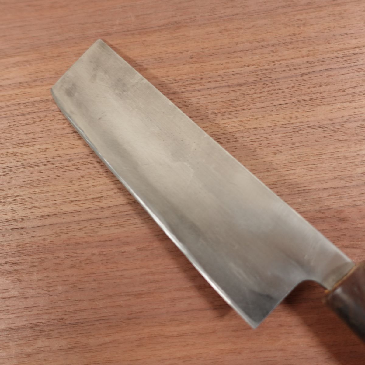 Tessen Nakiri Knife, Sharpened, Water Buffalo Handle, Hon-Warikomi, Tessen Saku, 165mm