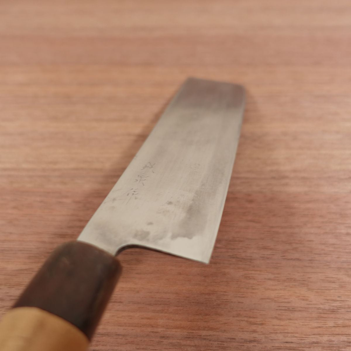Tessen Nakiri Knife, Sharpened, Water Buffalo Handle, Hon-Warikomi, Tessen Saku, 165mm