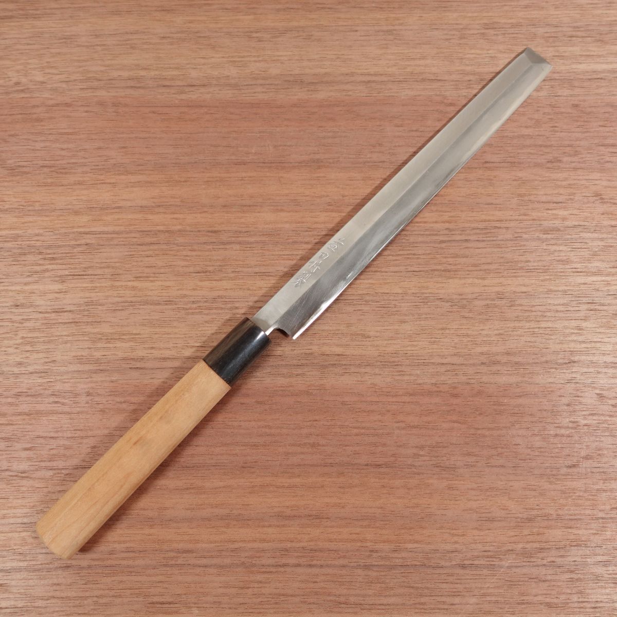 Masuda Tokusei Tako-Hiki Knife, Sharpened, Water Buffalo Handle, Sashimi Knife, Yasuki Steel, Nearly Unused Stored Item, 215mm