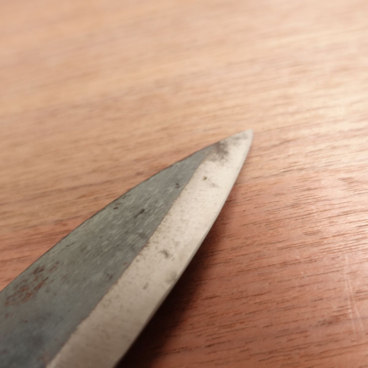 Kurouchi Ajikiri Ko-Deba Sharpened Double Bevel Thin Carbon Steel 100mm