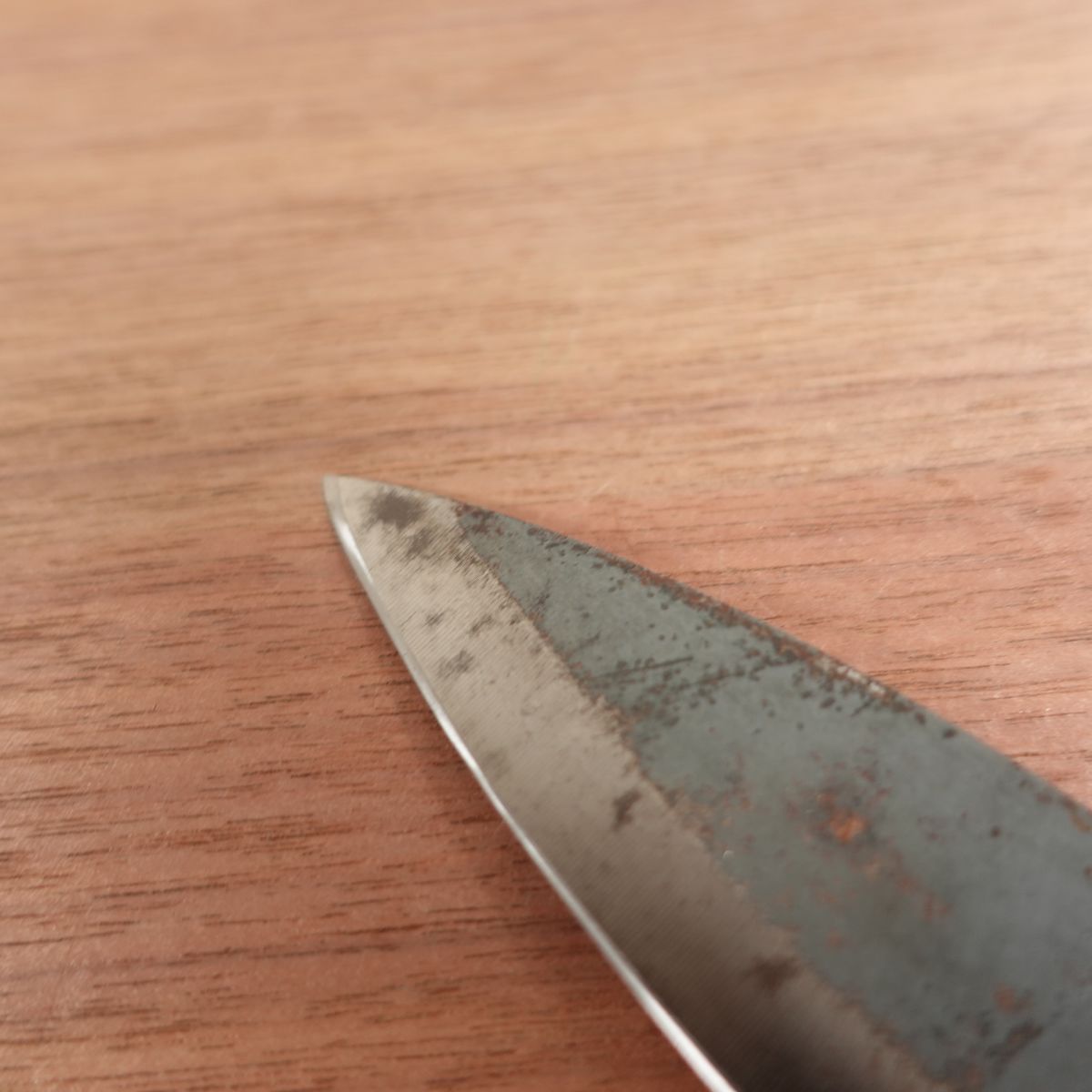 Kurouchi Ajikiri Ko-Deba Sharpened Double Bevel Thin Carbon Steel 100mm