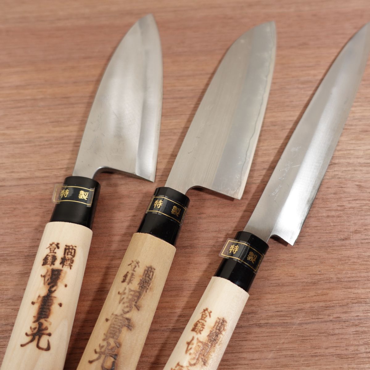 Sakai Jikko Knife Set, Sharpened, Yanagiba, Santoku and Deba Knife Set, Special, Boxed, Unused Stored Item
