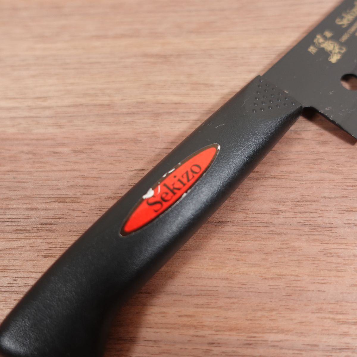 SEKIZO Santoku Knife, Sharpened, Black Coating, All-Purpose Knife, Granton Edge, Nearly Unused Stored Item, 170mm