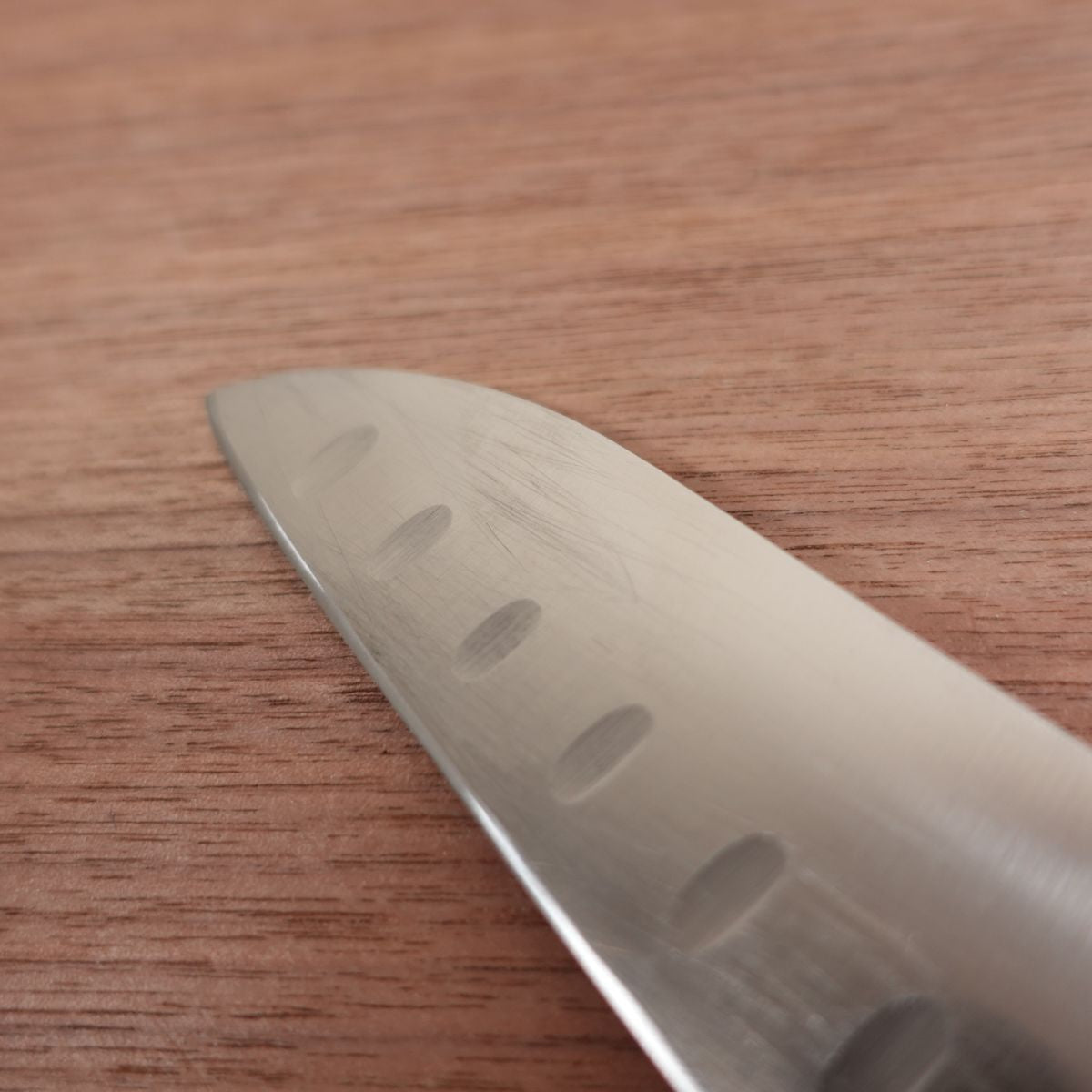 KAI Small Santoku Knife, Sharpened, Floral Handle, All Stainless Steel, Granton Edge, 145mm