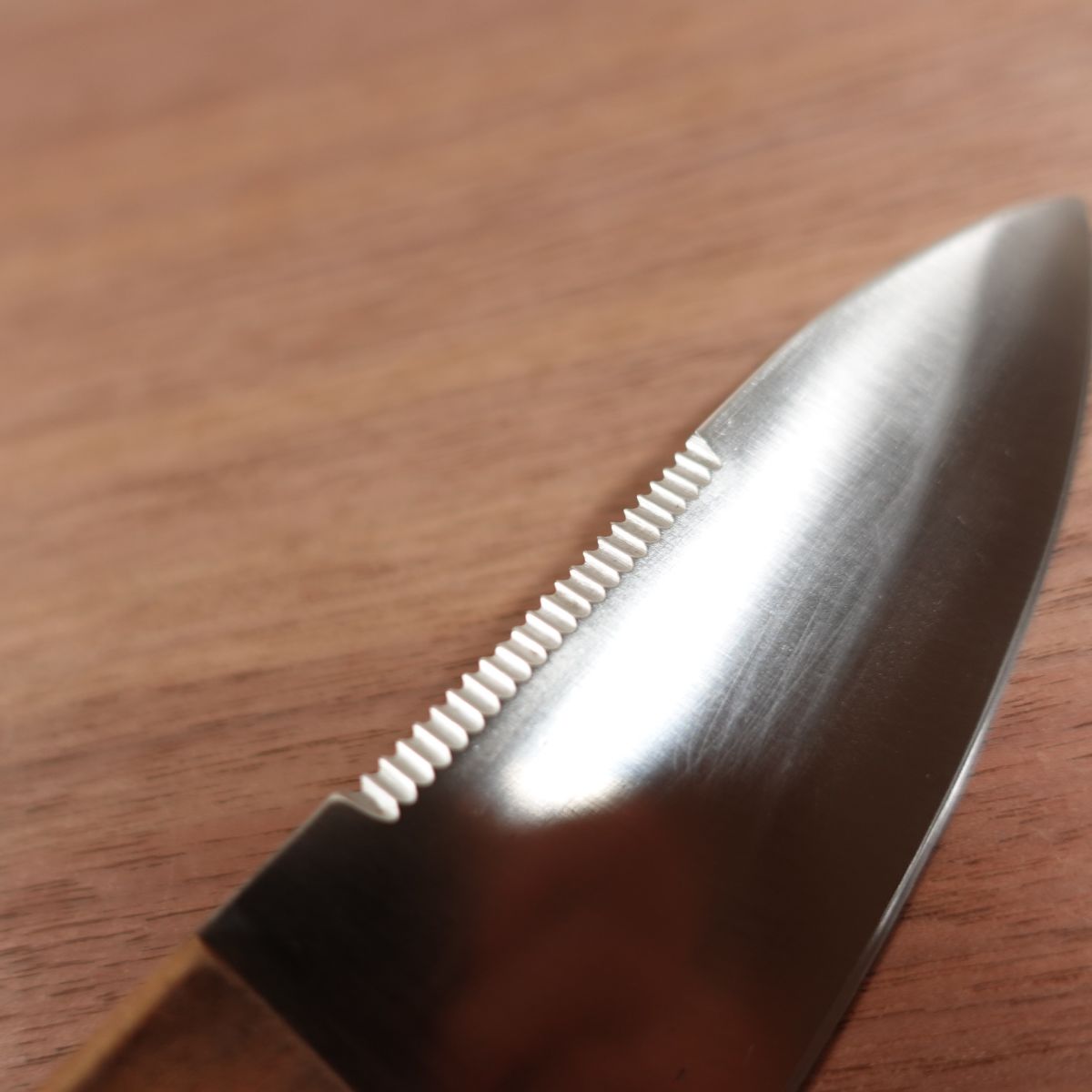 Tsuribito Aji-Kiri Knife, Sharpened, Double Bevel, Stainless Steel, Serrated, Sheath Included, Ko-Deba Knife, 100mm