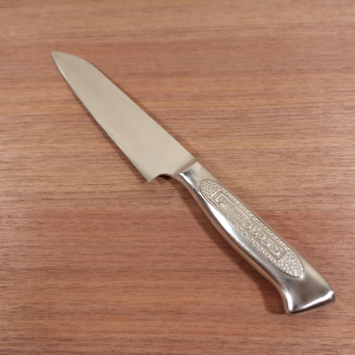 Glestain Small Santoku Knife, Sharpened, All-Purpose Knife, Granton Edge, Slightly Single Bevel, All Stainless Steel, 155mm