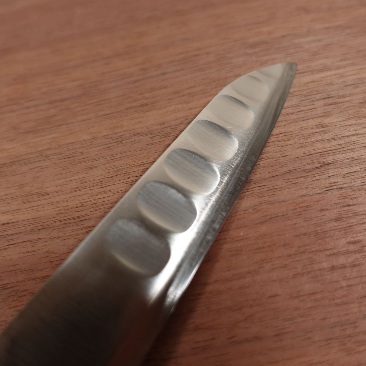 Glestain Small Santoku Knife, Sharpened, All-Purpose Knife, Granton Edge, Slightly Single Bevel, All Stainless Steel, 155mm