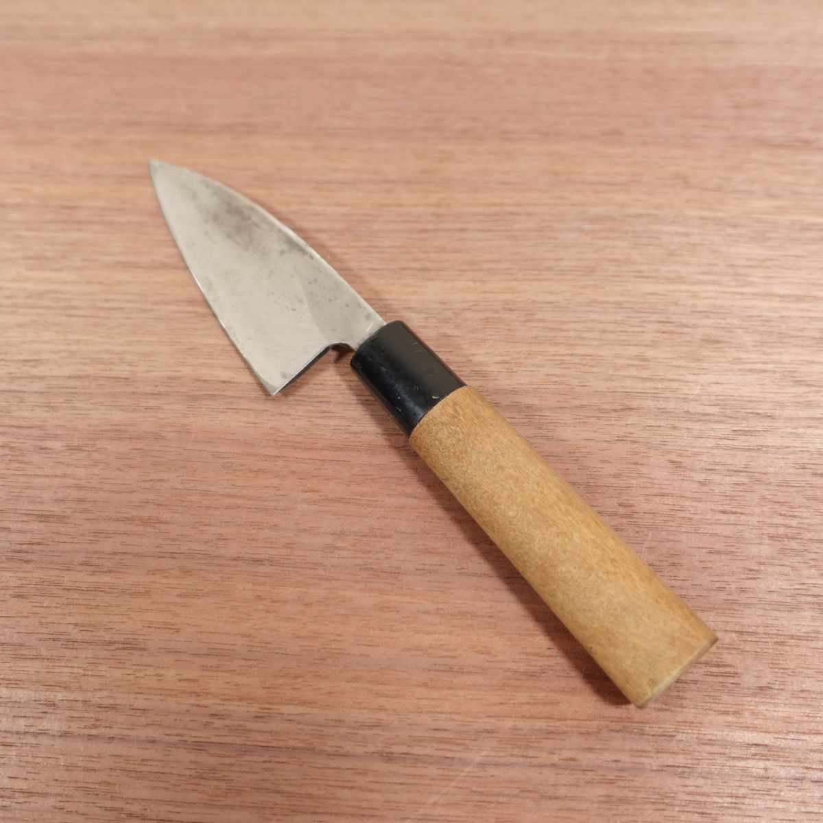 Okeya Aji-Kiri Knife, Sharpened, Tsuchime Finish, Ko-Deba Knife, Carbon Steel, 110mm
