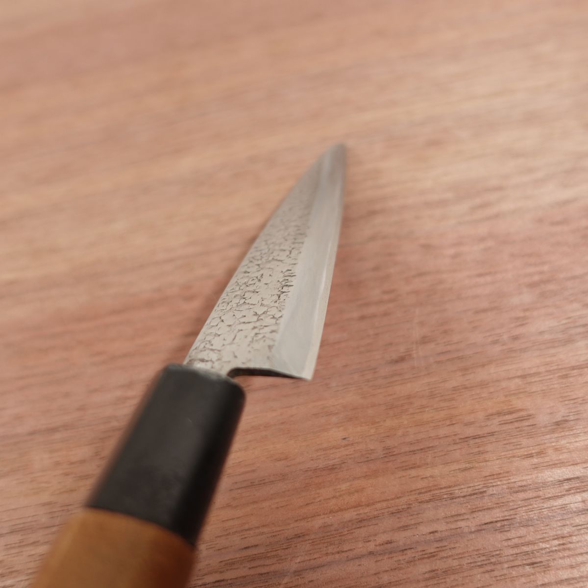 Okeya Wa-Petty Knife, Sharpened, Fruit Knife, Single Bevel, Kaisaki Knife, Tsuchime Finish, Decorative Cutting, 110mm