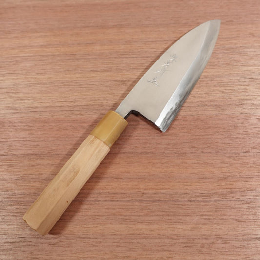 Sakai Takayuki Deba Knife, Sharpened, White Water Buffalo Octagonal Handle, Stainless Steel, Thick Deba, 155mm