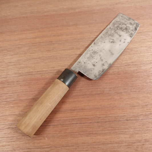 Nishikan Nakiri Knife, Sharpened, Water Buffalo Handle, Carbon Steel, Vegetable Knife, 160mm