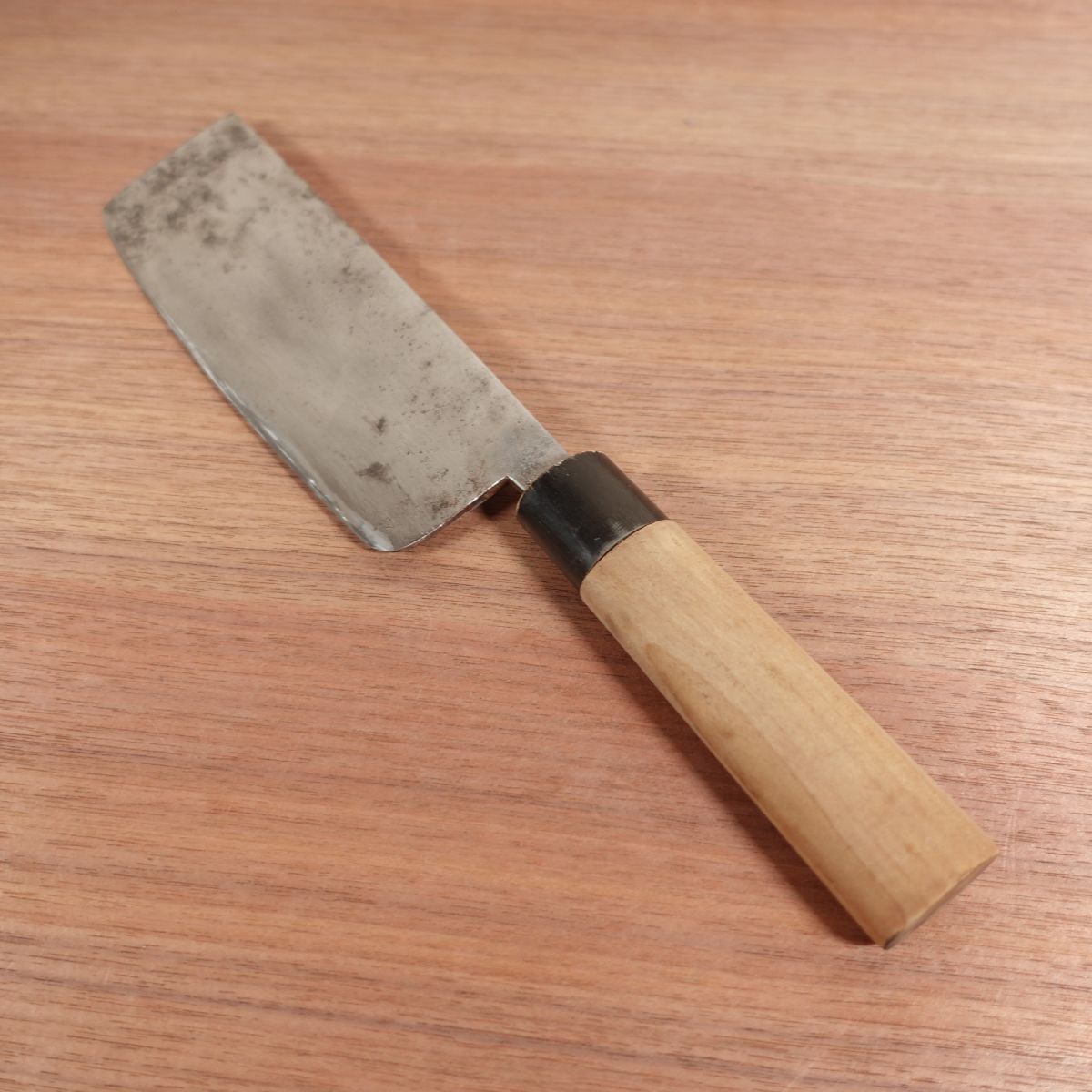 Nishikan Nakiri Knife, Sharpened, Water Buffalo Handle, Carbon Steel, Vegetable Knife, 160mm