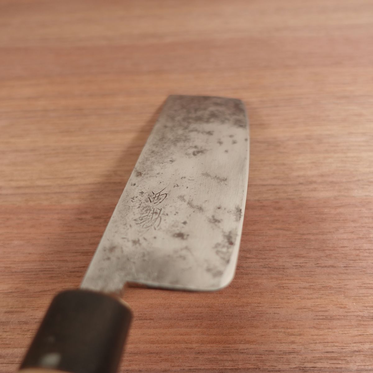 Nishikan Nakiri Knife, Sharpened, Water Buffalo Handle, Carbon Steel, Vegetable Knife, 160mm