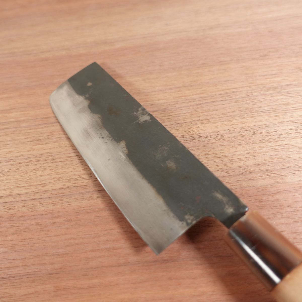 Sakuratoyo Nakiri Knife, Sharpened, Water Buffalo Handle, Black-Forged Finish, Nearly Unused Stored Item, 165mm