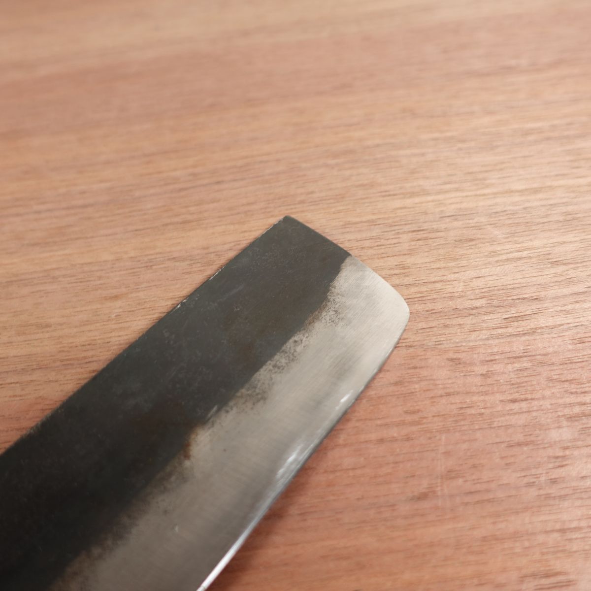 Sakuratoyo Nakiri Knife, Sharpened, Water Buffalo Handle, Black-Forged Finish, Nearly Unused Stored Item, 165mm