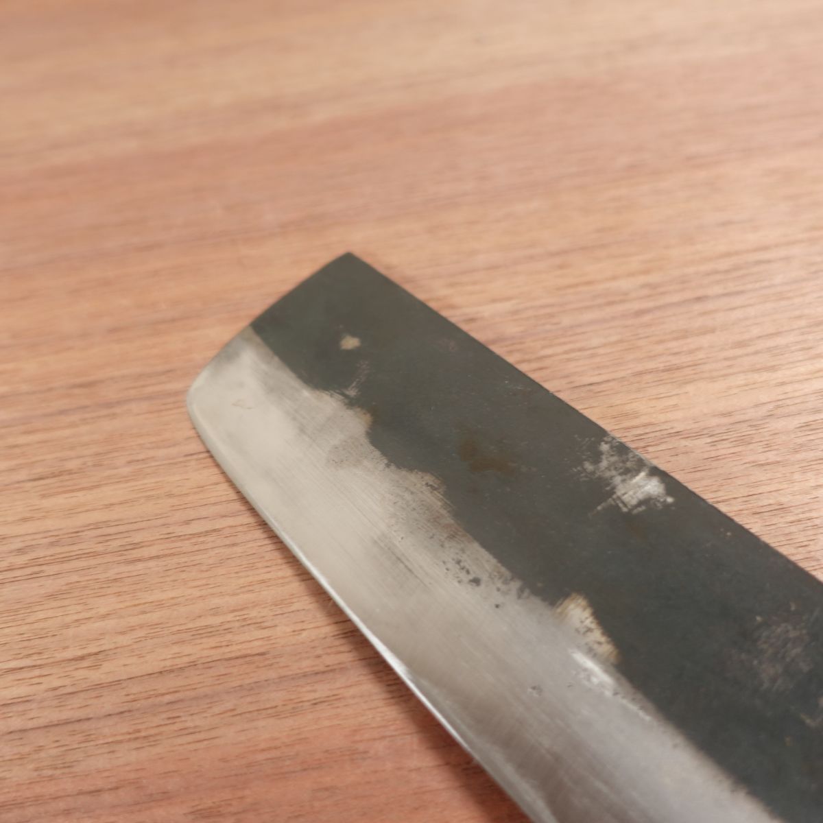 Sakuratoyo Nakiri Knife, Sharpened, Water Buffalo Handle, Black-Forged Finish, Nearly Unused Stored Item, 165mm
