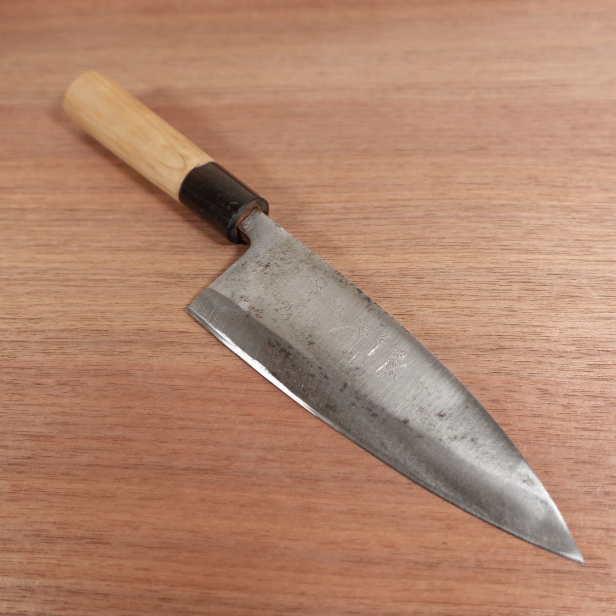 Sakai Ichiji Deba Knife, Sharpened, Water Buffalo Handle, Bessaku, Carbon Steel, Single Bevel, 155mm