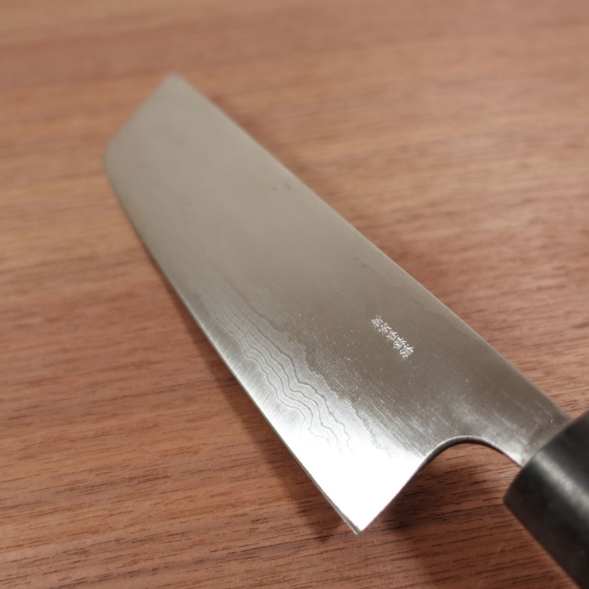 KIYA Nakiri Messer, geschliffen, Damast, Büffelhorn-Griff, Nihonbashi Kiya, Eingetragenes Design, 165mm