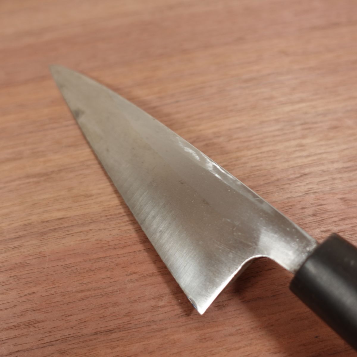 Minamoto Jikko Deba Knife, Sharpened, Water Buffalo Handle, Straight Edge, Jikko, 180mm