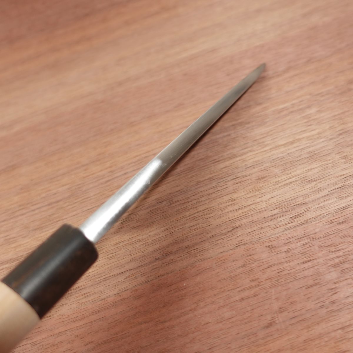 Minamoto Jikko Deba Knife, Sharpened, Water Buffalo Handle, Straight Edge, Jikko, 180mm