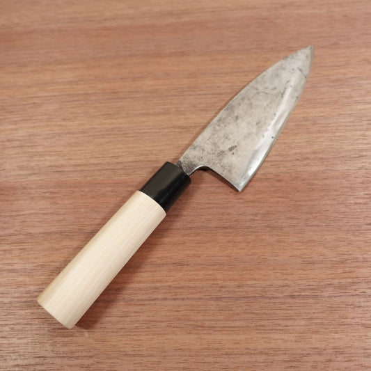 Takemitsu Deba Knife, Sharpened, Carbon Steel, Single Bevel, Tokkyu Grade, Handle Like New, 150mm