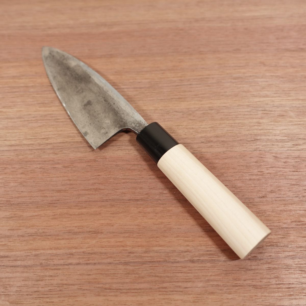 Takemitsu Deba Knife, Sharpened, Carbon Steel, Single Bevel, Tokkyu Grade, Handle Like New, 150mm