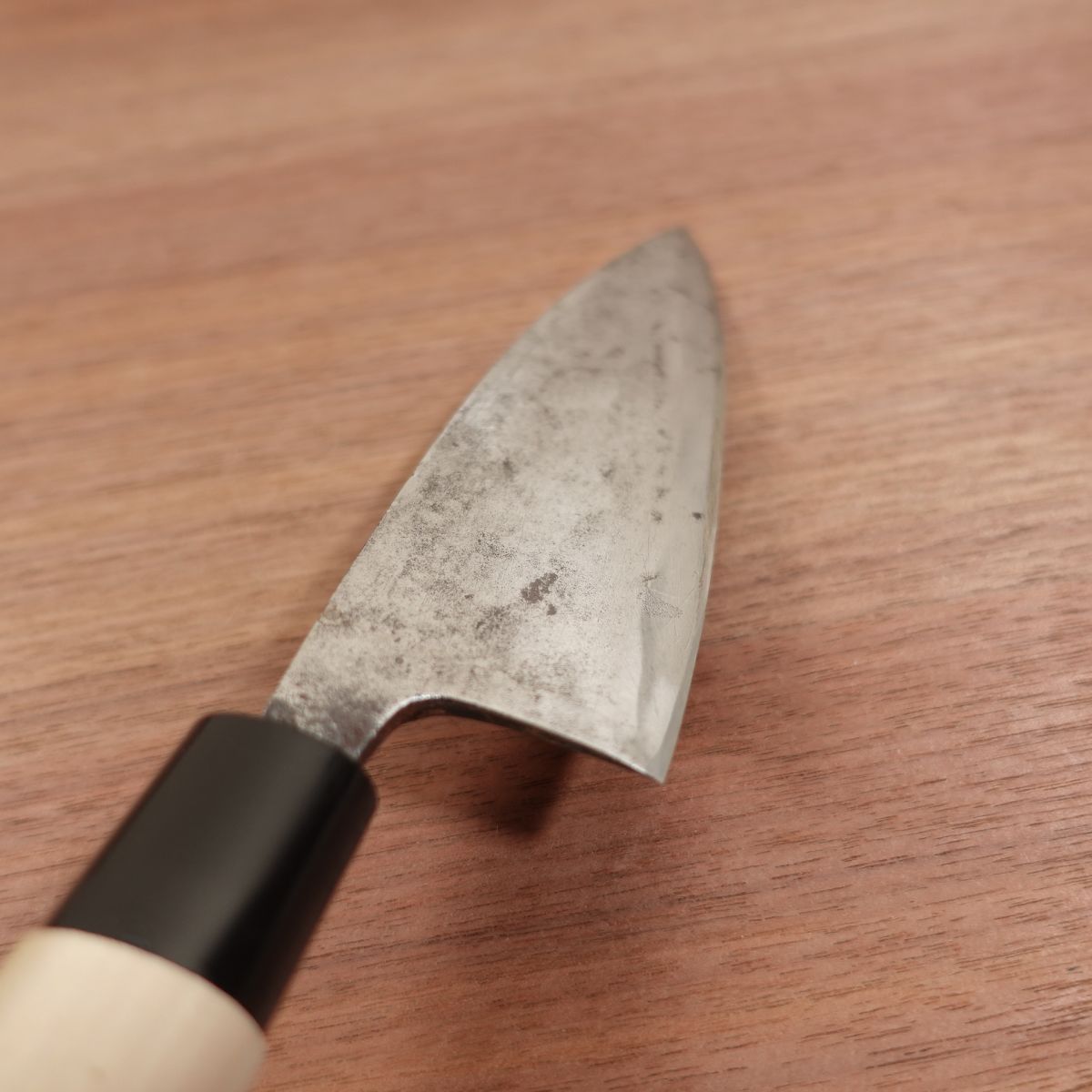 Takemitsu Deba Knife, Sharpened, Carbon Steel, Single Bevel, Tokkyu Grade, Handle Like New, 150mm