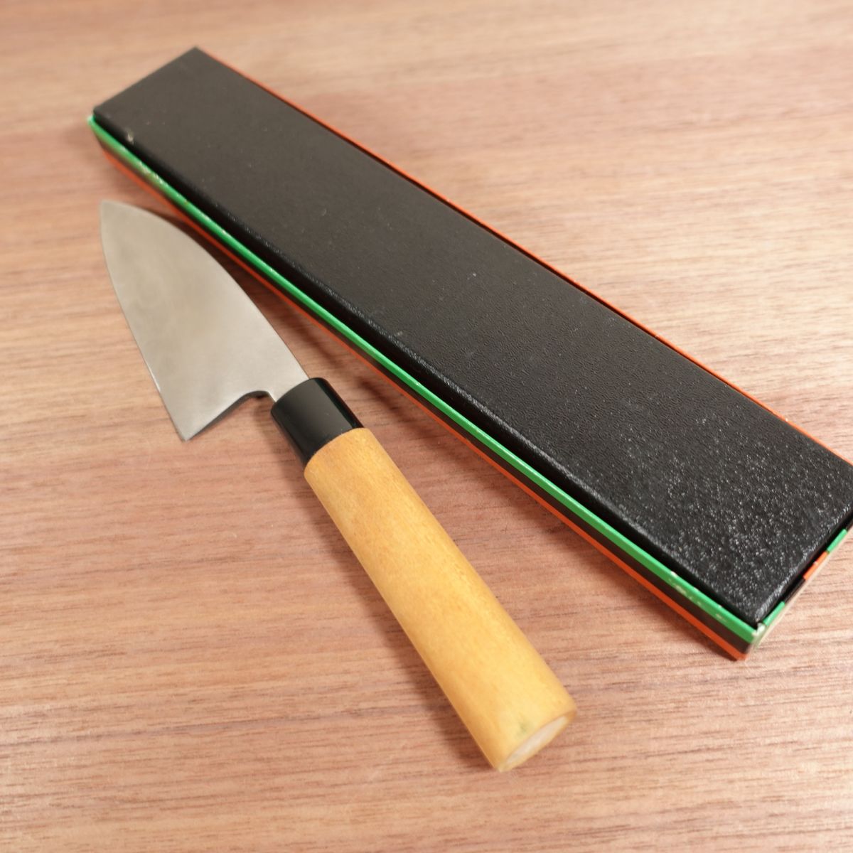 Kiya Ajikiri Knife, Sharpened, Ko-Deba, Ajikiri, Stainless Steel, Box Included, Unused Stored Item, Single Bevel, 120mm