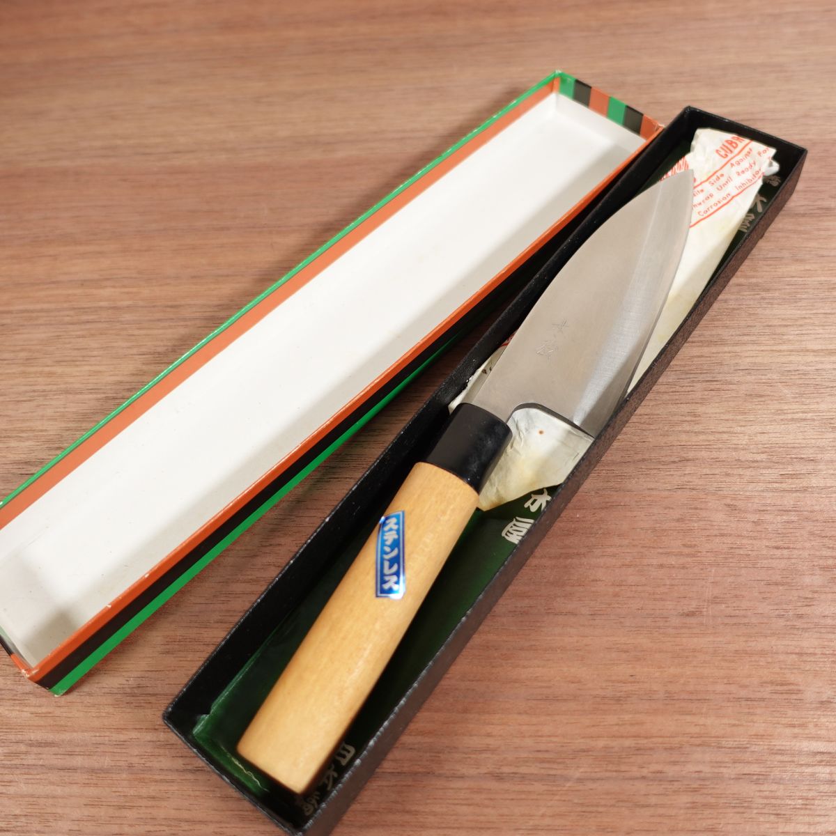 Kiya Ajikiri Knife, Sharpened, Ko-Deba, Ajikiri, Stainless Steel, Box Included, Unused Stored Item, Single Bevel, 120mm