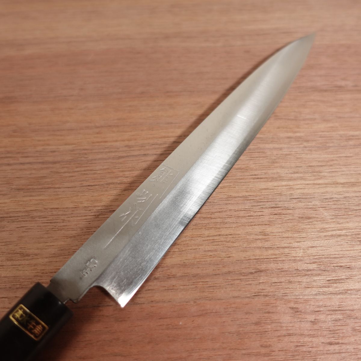 Kanekuma Yanagiba Knife, Sharpened, Water Buffalo Handle, Sashimi Knife, Saijo, Kanekuma Bessaku, Box Included, Unused Stored Item, Carbon Steel, Single Bevel, 215mm