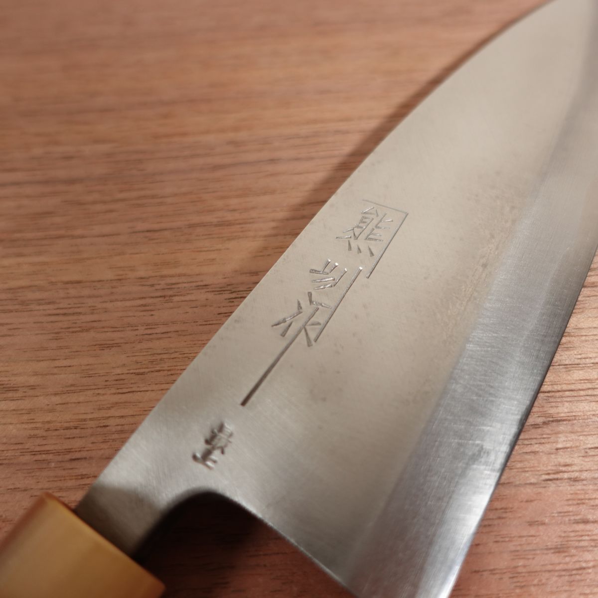 Kanekuma Deba Knife, Sharpened, White Water Buffalo Handle, Saijo, Kanekuma Bessaku, Box Included, Unused Stored Item, Carbon Steel, Single Bevel, 170mm