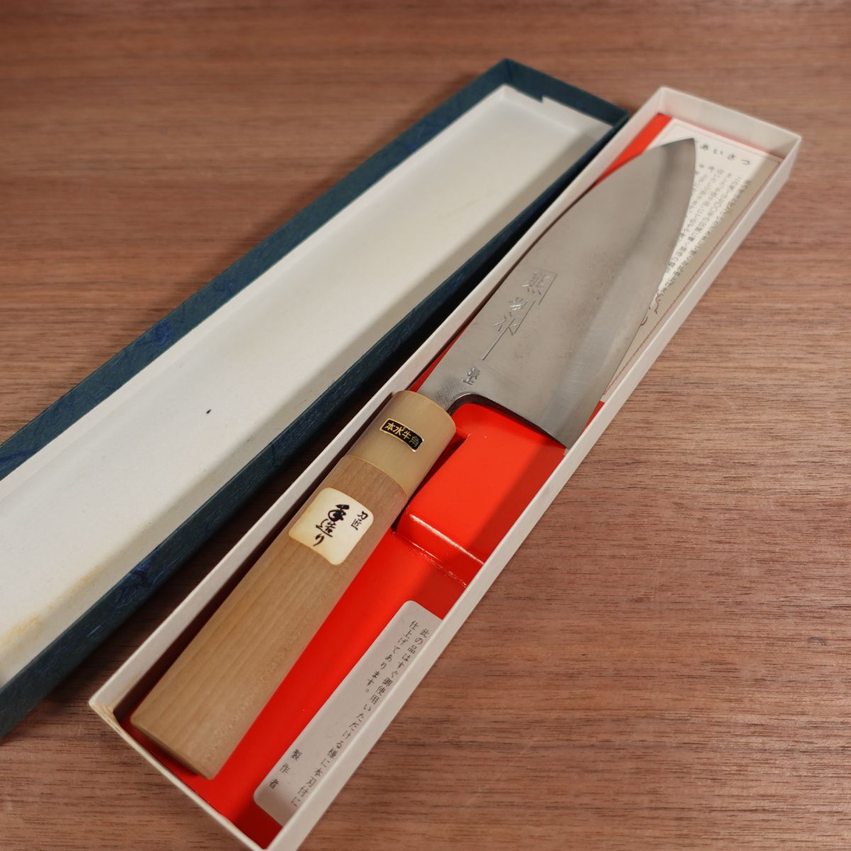 Kanekuma Deba Knife, Sharpened, White Water Buffalo Handle, Saijo, Kanekuma Bessaku, Box Included, Unused Stored Item, Carbon Steel, Single Bevel, 170mm
