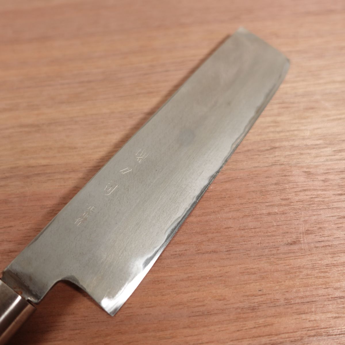 [HYPER REBORN] Sakai Toji Nakiri, Sharpened, Light Black Oxide Finish, Masashige, Vegetable Knife, Light Patina, 180mm