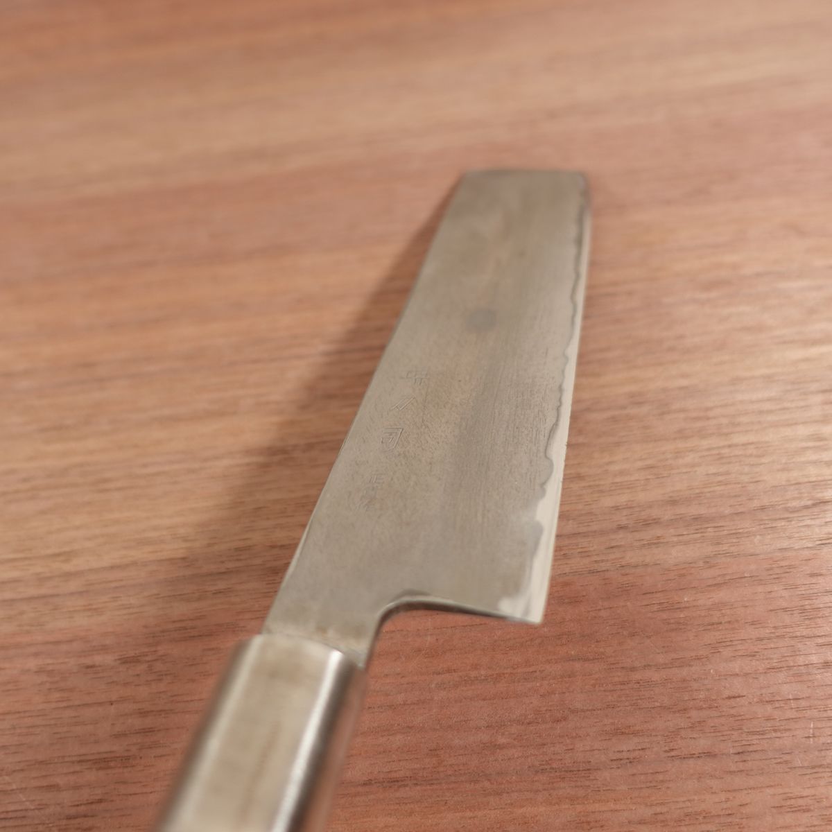 [HYPER REBORN] Sakai Toji Nakiri, Sharpened, Light Black Oxide Finish, Masashige, Vegetable Knife, Light Patina, 180mm