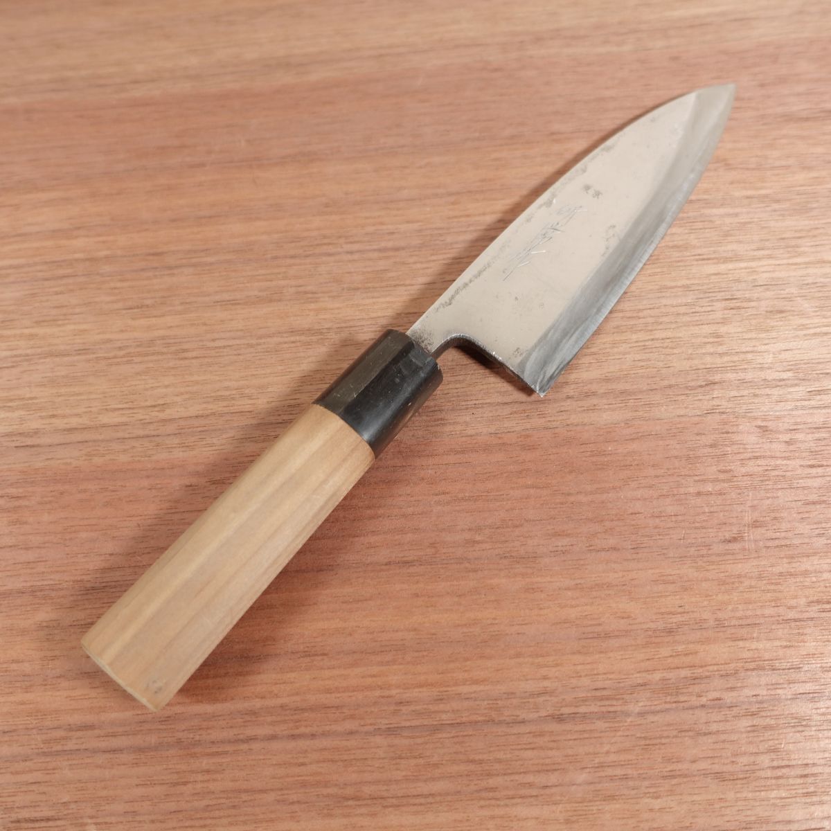 Kenjo Deba Knife, Sharpened, Water Buffalo Handle, Carbon Steel, Tokyo, 150mm