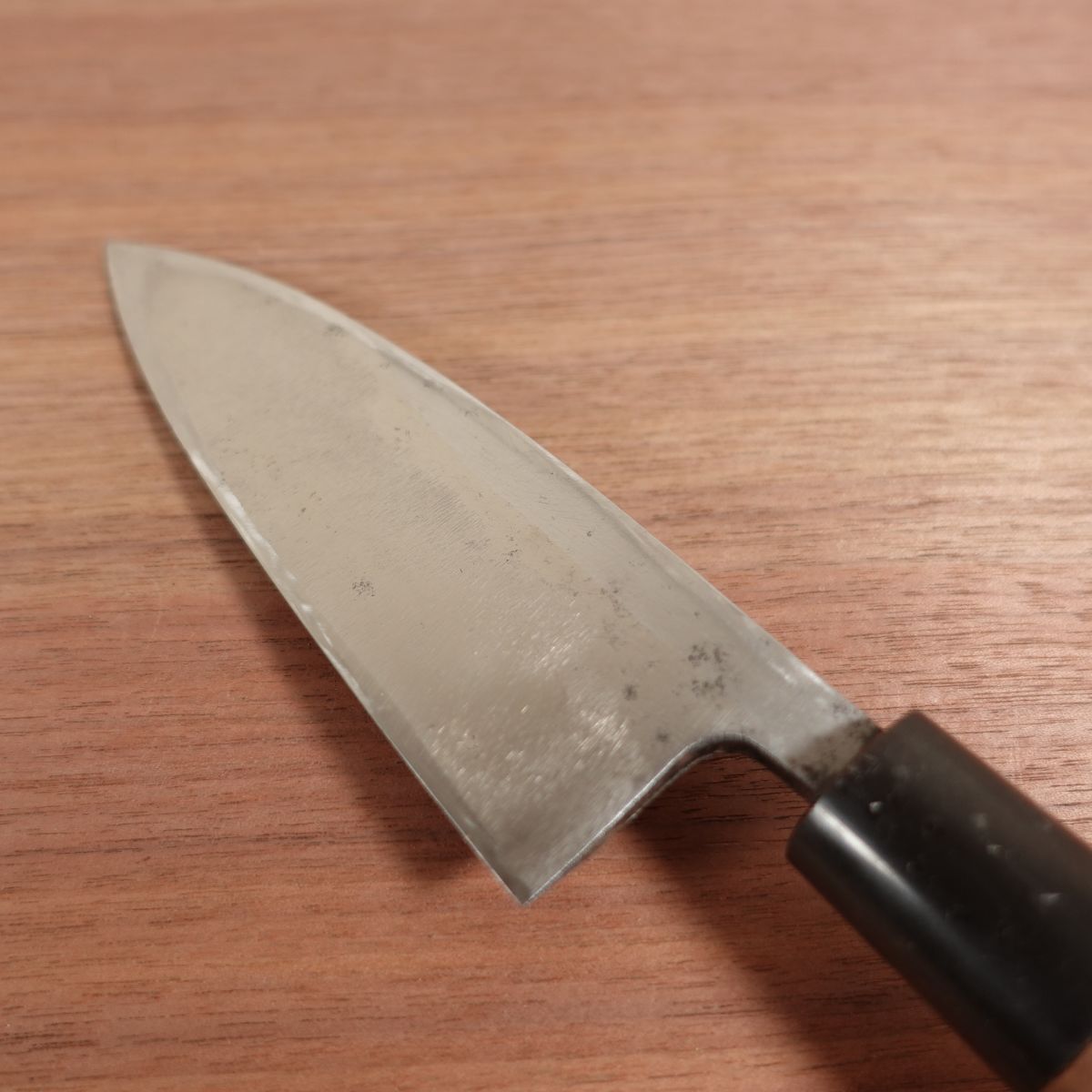 Kenjo Deba Knife, Sharpened, Water Buffalo Handle, Carbon Steel, Tokyo, 150mm