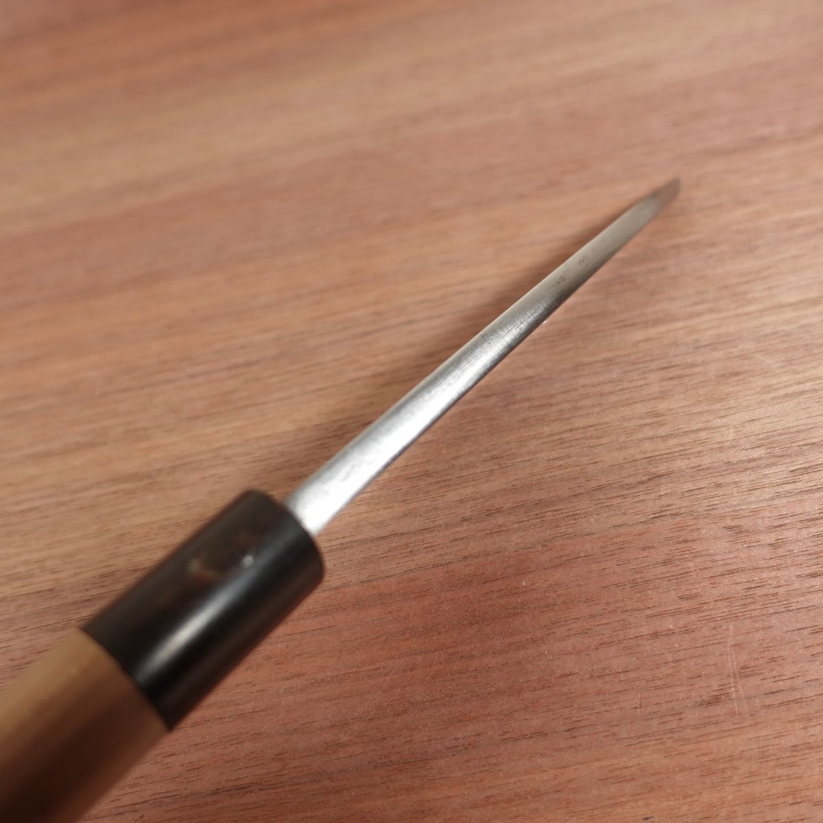 Kenjo Deba Knife, Sharpened, Water Buffalo Handle, Carbon Steel, Tokyo, 150mm