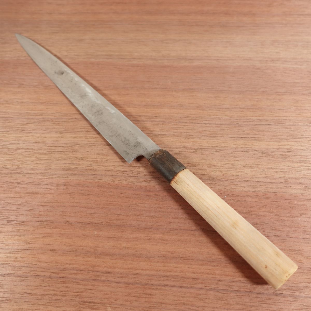 Minamoto? Yanagiba Knife, Faded Engraving, Sharpened, Water Buffalo Handle, Sashimi Knife, Carbon Steel, 265mm