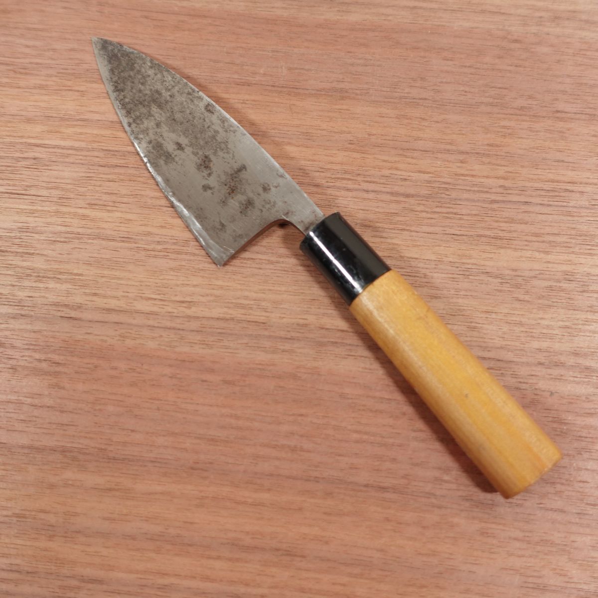 Minamoto Masanao Aji-Kiri Knife, Sharpened, Ko-Deba Knife, Carbon Steel, Stored Item, Sticker Included, 125mm