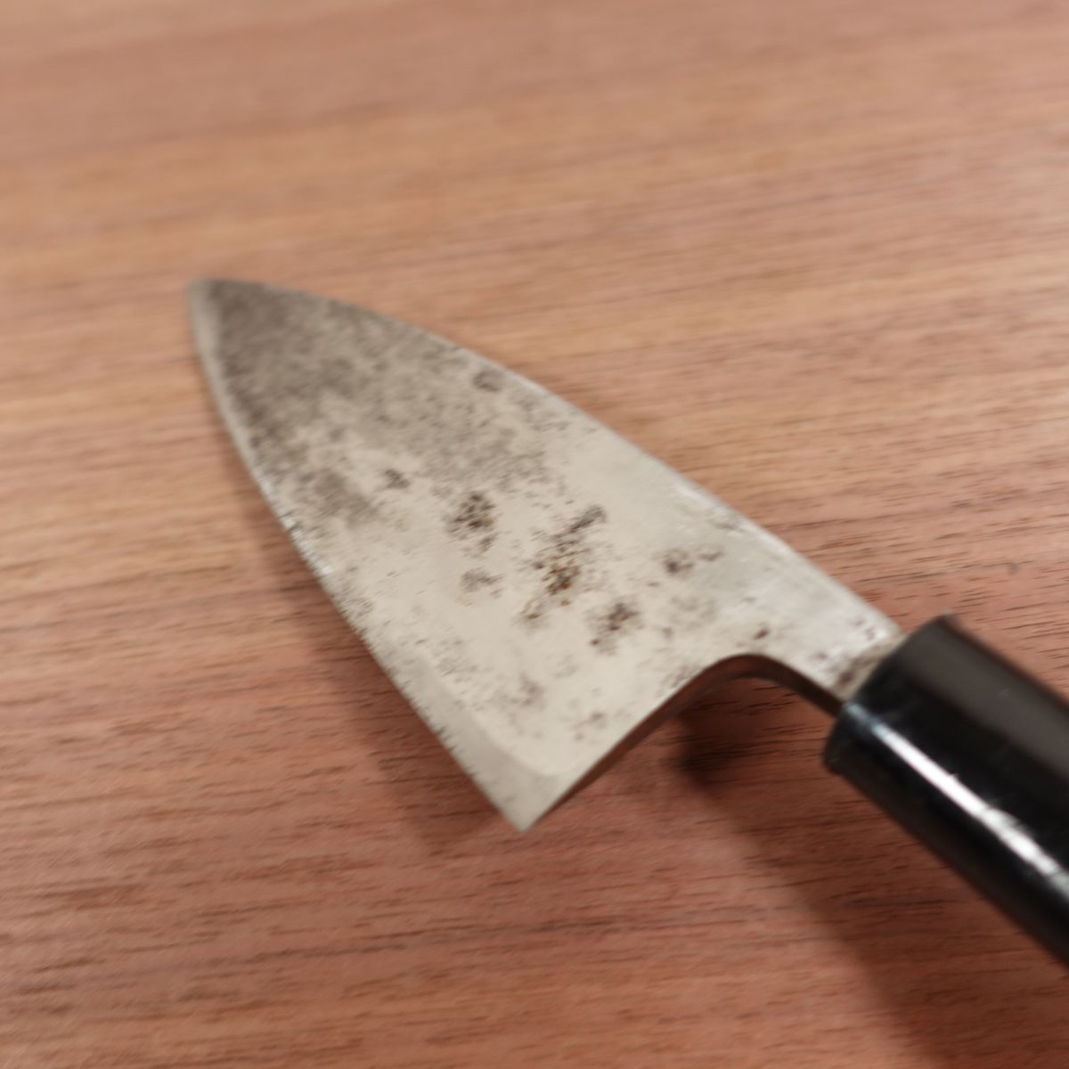 Minamoto Masanao Aji-Kiri Knife, Sharpened, Ko-Deba Knife, Carbon Steel, Stored Item, Sticker Included, 125mm