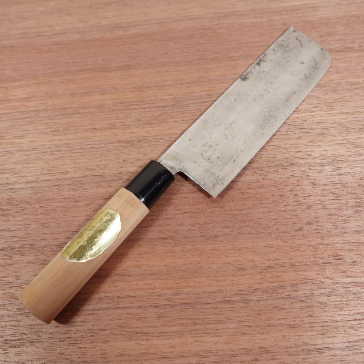 Azuma Roko Nakiri Knife, Sharpened, Carbon Steel, Double Bevel, Nakiri, Sticker on Handle, 160mm