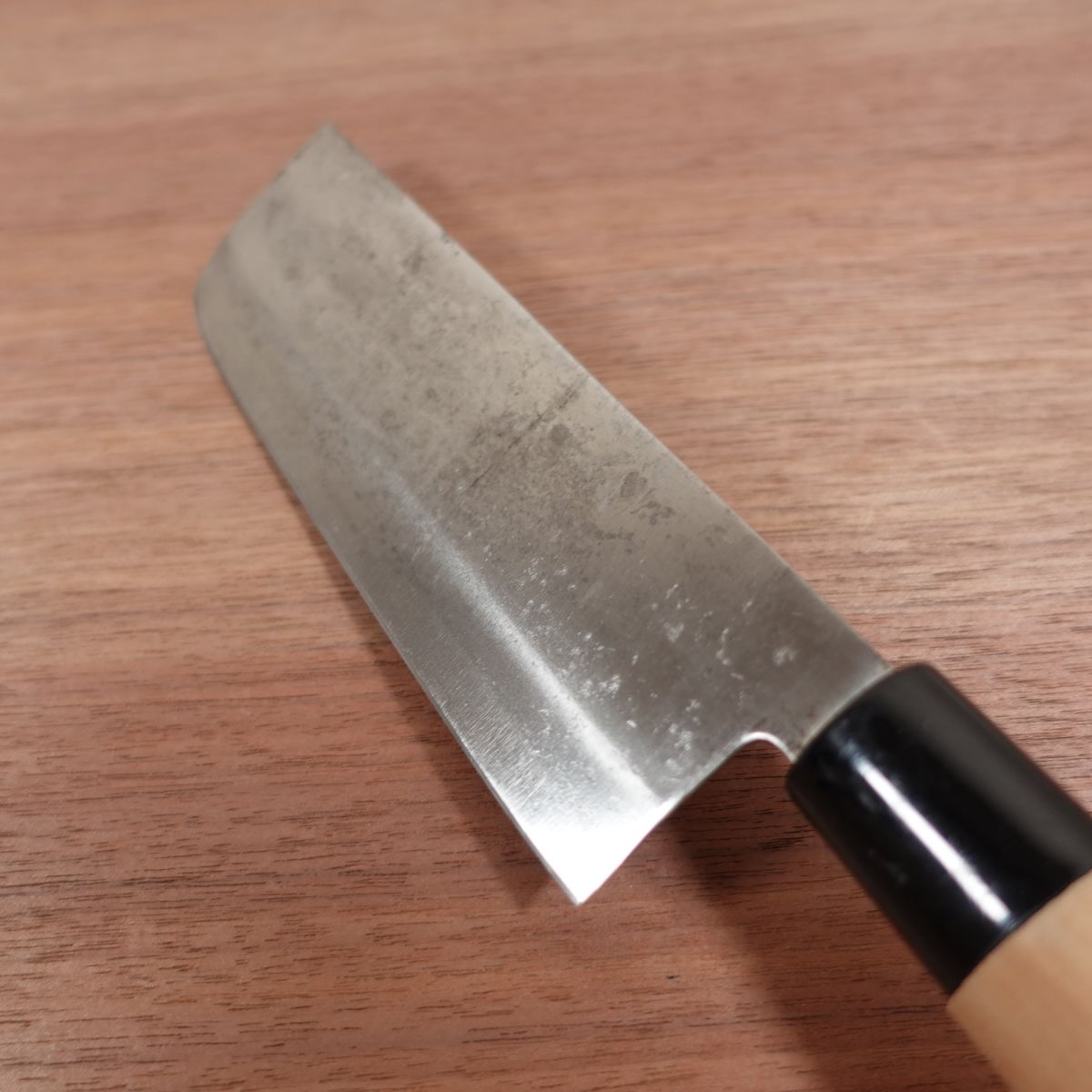 Azuma Roko Nakiri Knife, Sharpened, Carbon Steel, Double Bevel, Nakiri, Sticker on Handle, 160mm