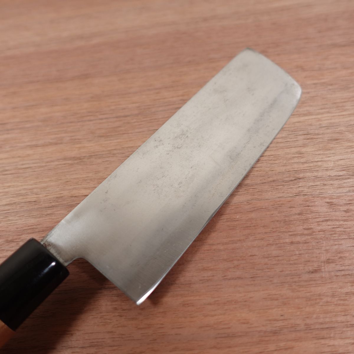 Katsuhiro Nakiri Knife, Sharpened, Carbon Steel, Double Bevel, Nakiri, Sticker on Handle, 160mm
