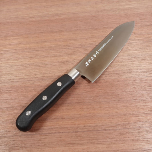 Noshu Masamune Santoku Knife, Sharpened, Titanium Coating, Black, All-Purpose Knife, Unused Stored Item, 170mm