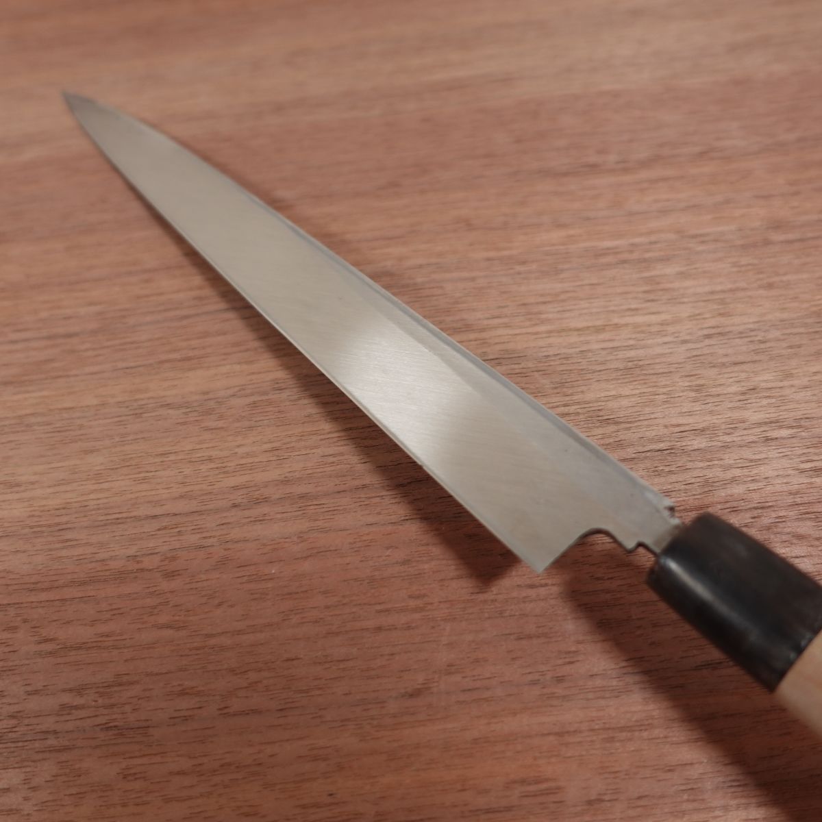 Masamoto Sohonten Fugu-Hiki Knife, Sharpened, Yanagiba Knife, Thin Blade, Water Buffalo Handle, Sashimi Knife, Nearly Unused Stored Item, Wooden Sheath Included, 270mm