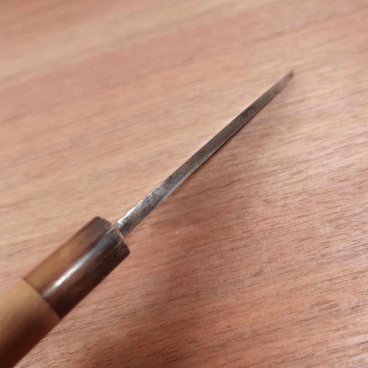Aritsugu Funayuki Knife, Sharpened, White Water Buffalo Handle, Slim Deba Knife, 140mm